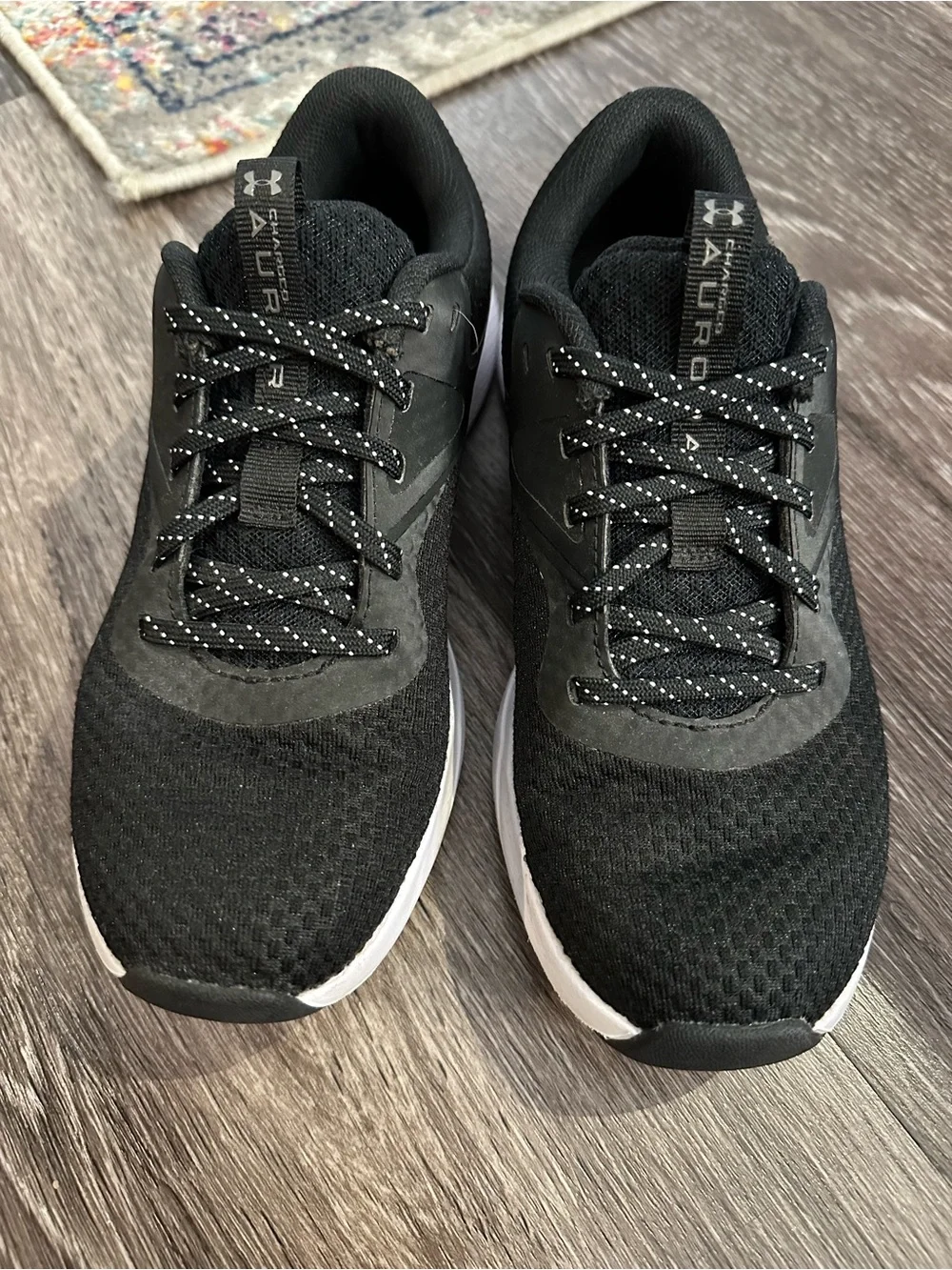 Under Armour Charged Aurora Cross Trainers Black/White Lightweight Sneakers 6.5